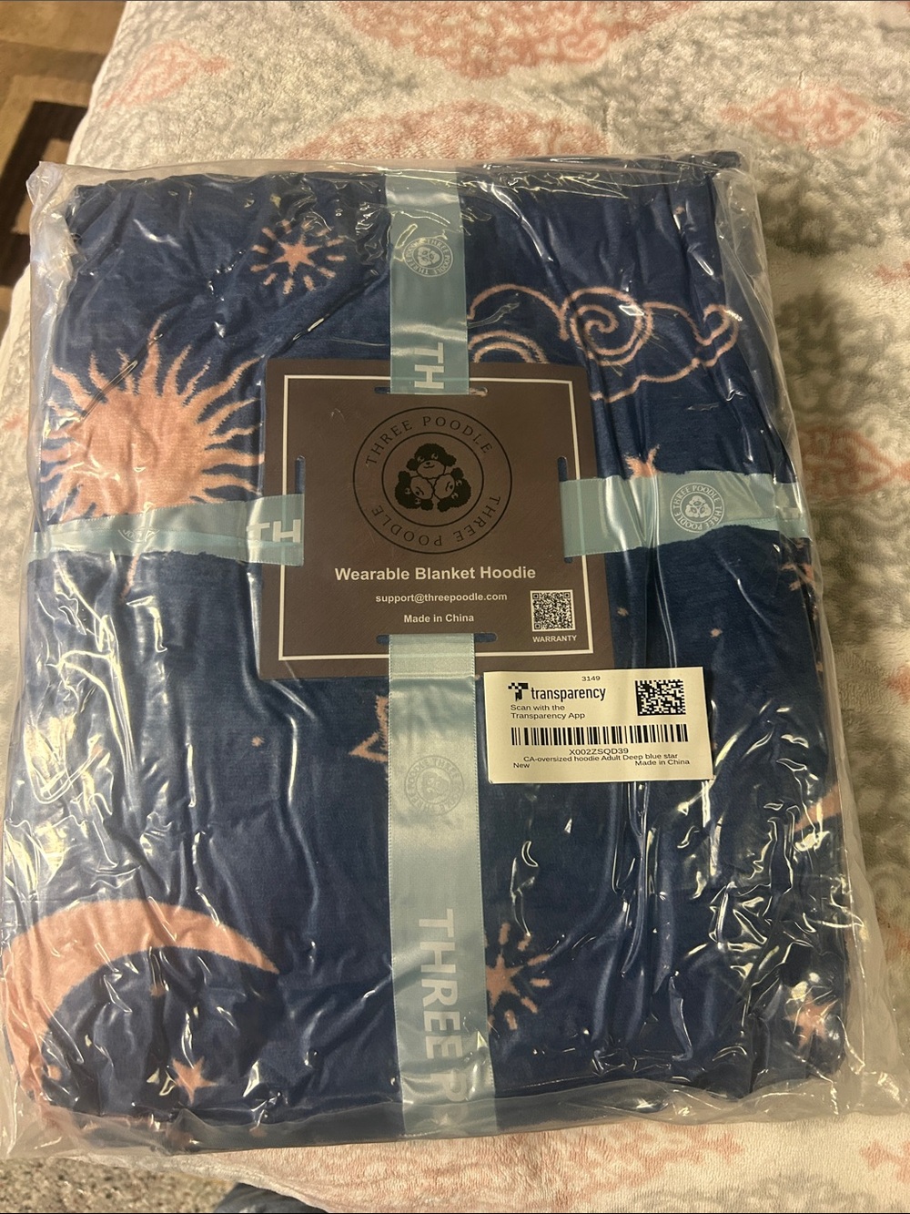 Navy & Pink Wearable Blanket Hoodie